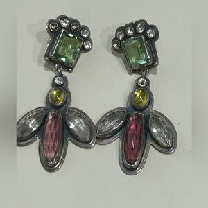 Taxco Mexico Sterling Silver and Gemstone Pierced Earrings